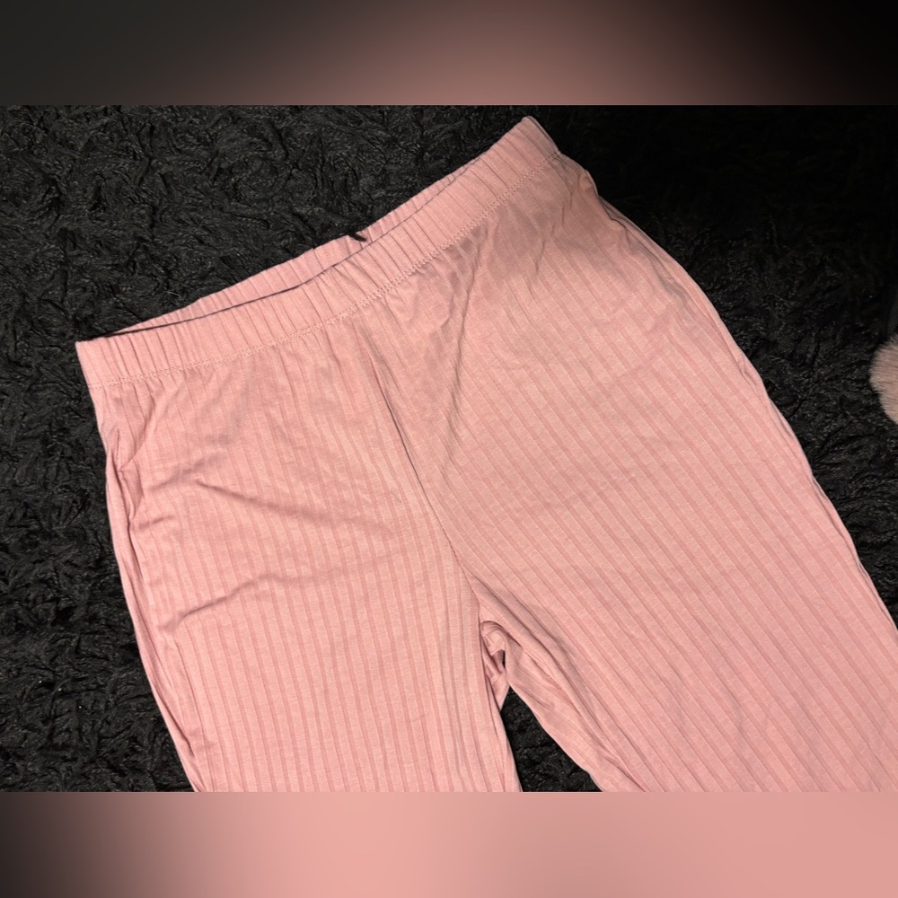 SHEIN Ribbed Pink Flare Pants
